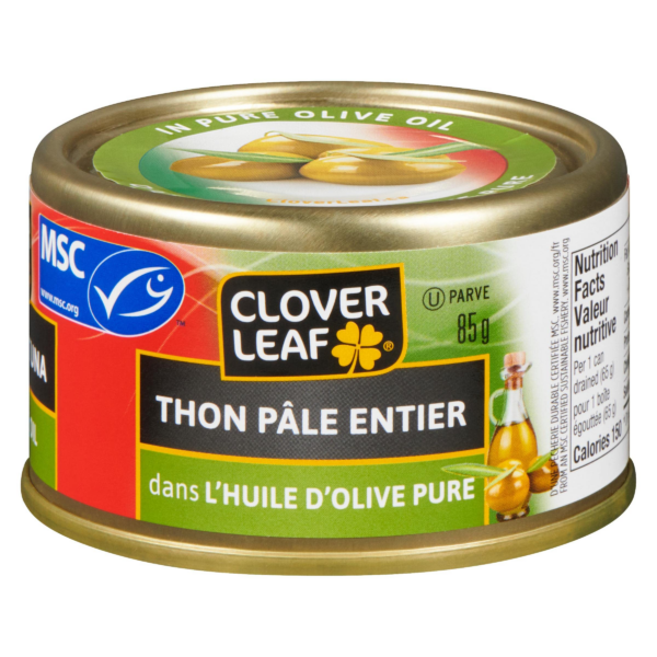 Thon pâle entier dans l'huile d'olive pure - 85g