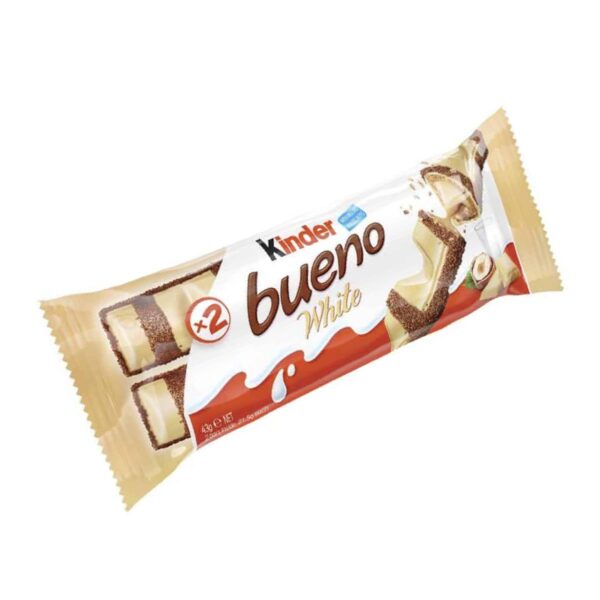 Fines gaufrettes enrobées de chocolat blanc, Bueno - 43g