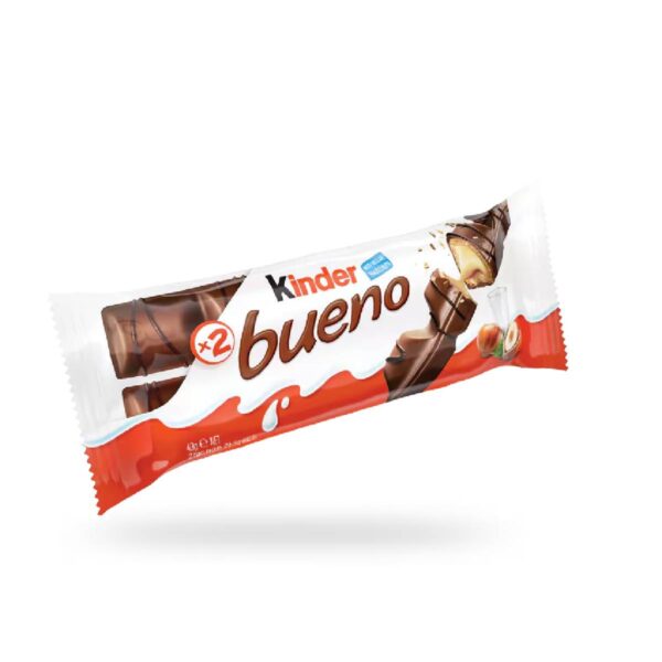 Fines gaufrettes enrobées de chocolat au lait et fourrées au lait et noisettes, Bueno - 43g