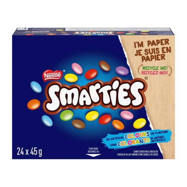 Chocolat au lait enrobé d'une coquille de sucre, Smarties - 24x45g