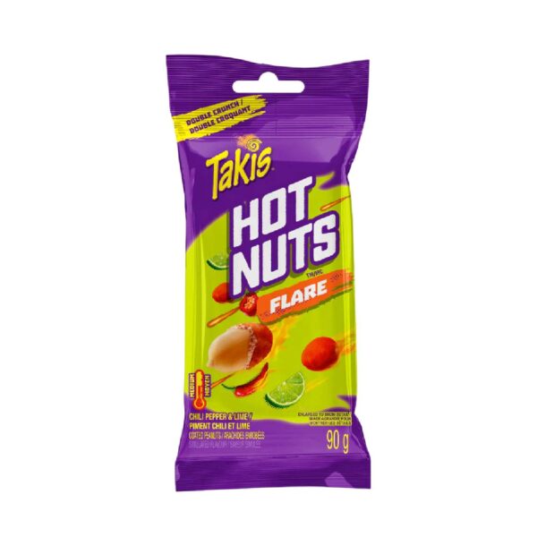 Arachides avec enrobage à saveur de piment chili et de lime, Hot Nuts - 90g