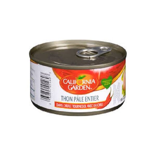 Thon pâle entier dans l'huile tournesol avec du chili - 185g