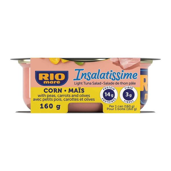 Salade de thon pâle au maïs avec petits pois, carottes et olives - 160g