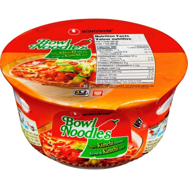 Soupe de nouilles instantanée à saveur de kimchi épicé, Bowl Noodles - 86g