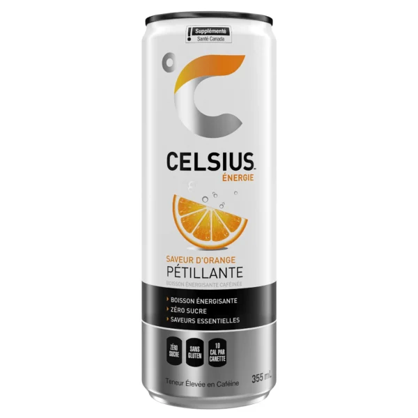 Boisson énergisante pétillante à saveur d'orange - 355ml
